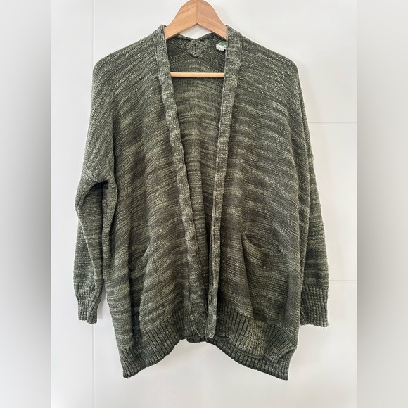 Anthropologie Open Front Green Marled Cardigan, size small. - Picture 1 of 6